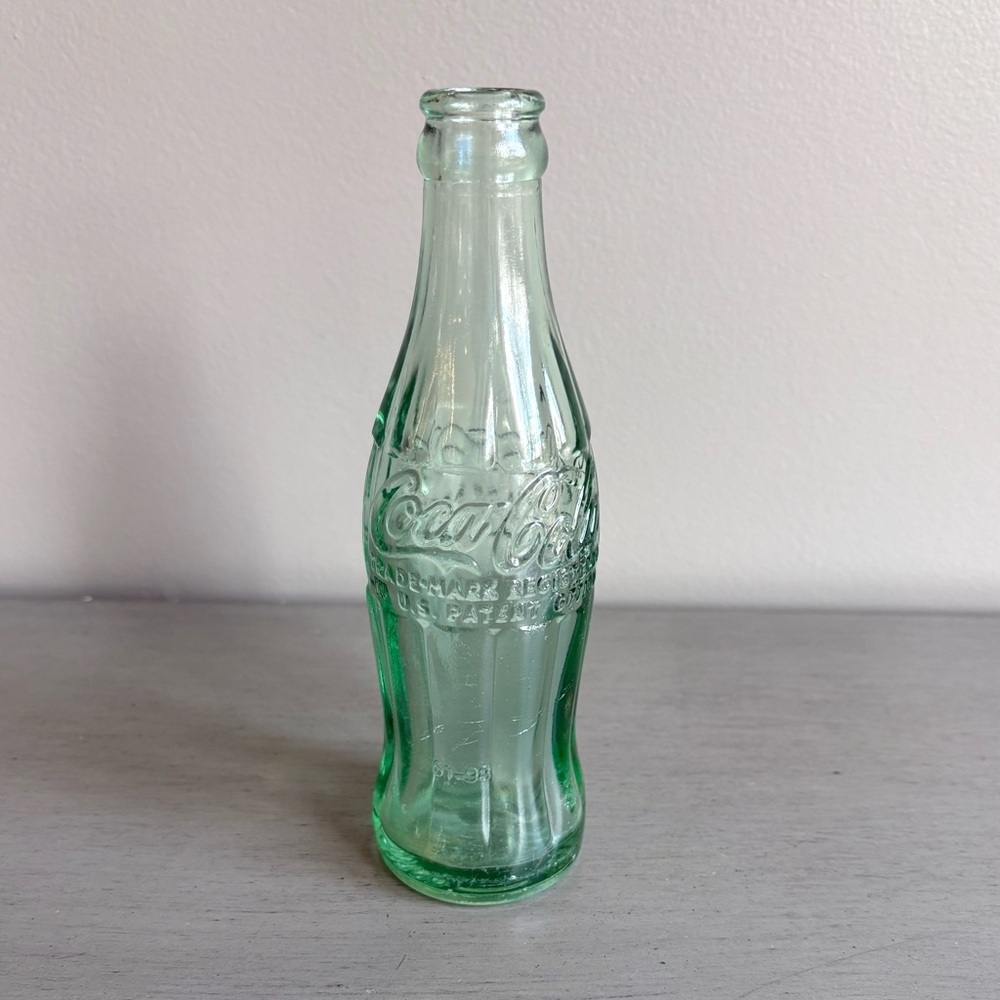 VTG Coca-Cola Coke Soda Light Green Embossed Glass Bottle Wilmington DE Retro